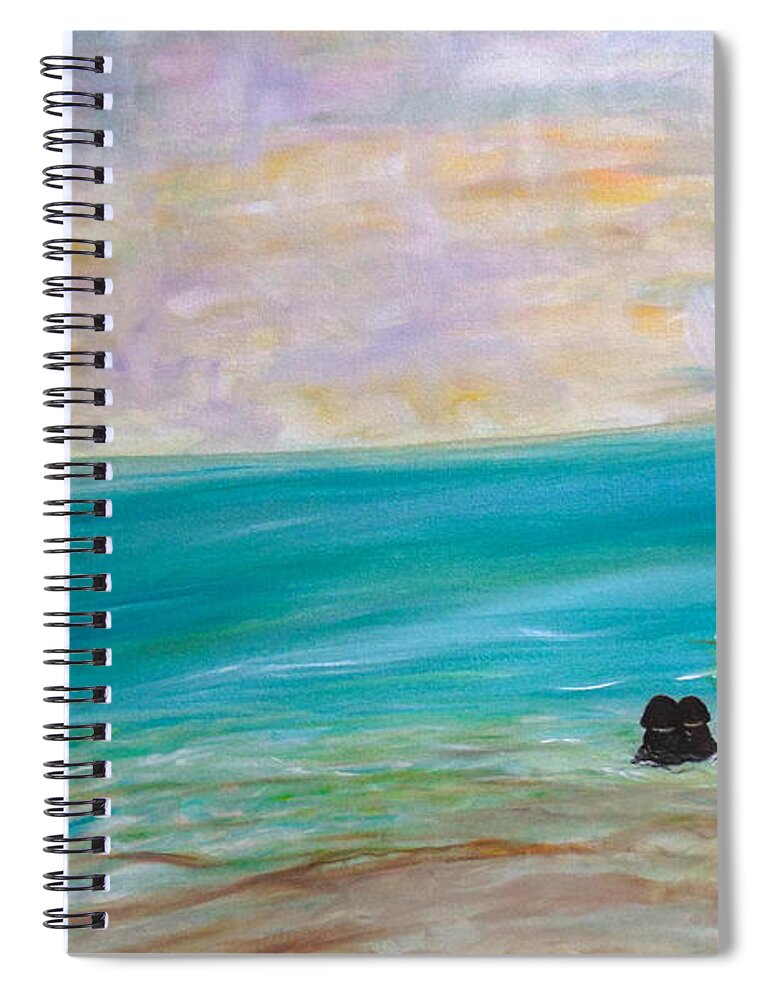 Whimsical Water-scape Spiral Notebook featuring the painting Puppy Love by Sara Credito