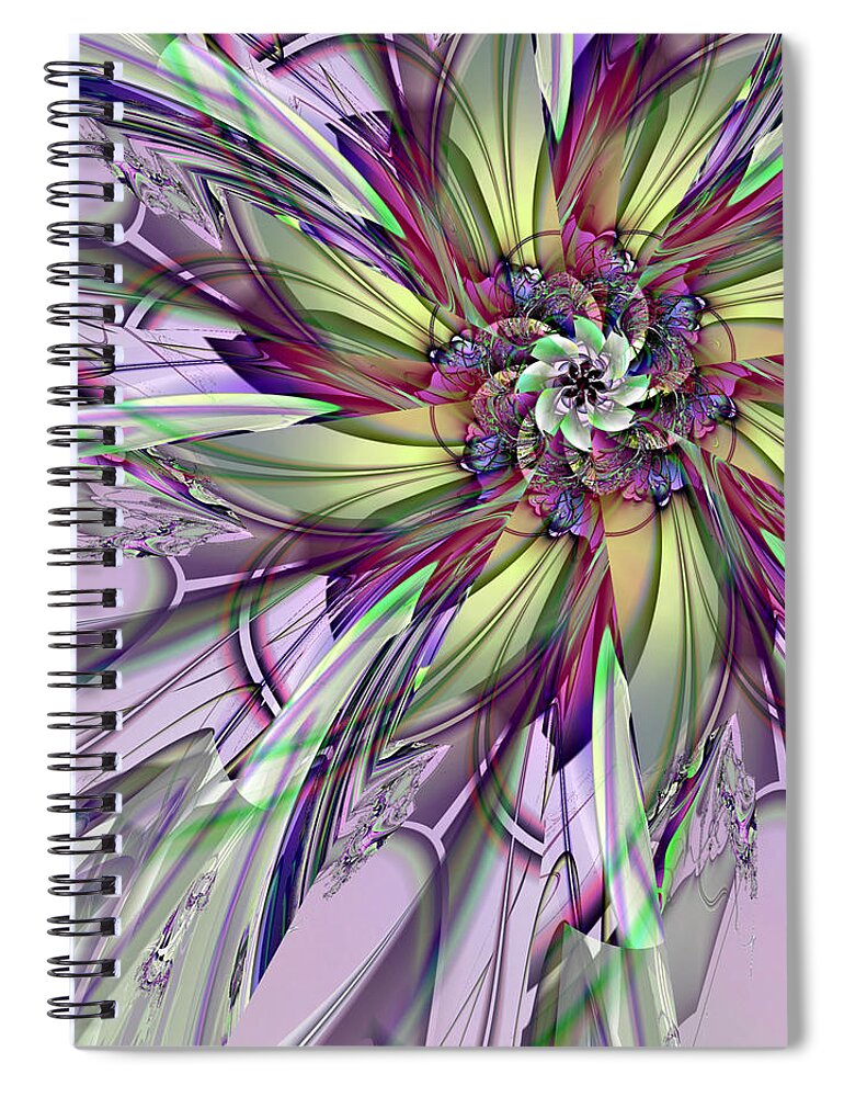 Flower Spiral Notebook featuring the digital art Purple Delight by Kiki Art