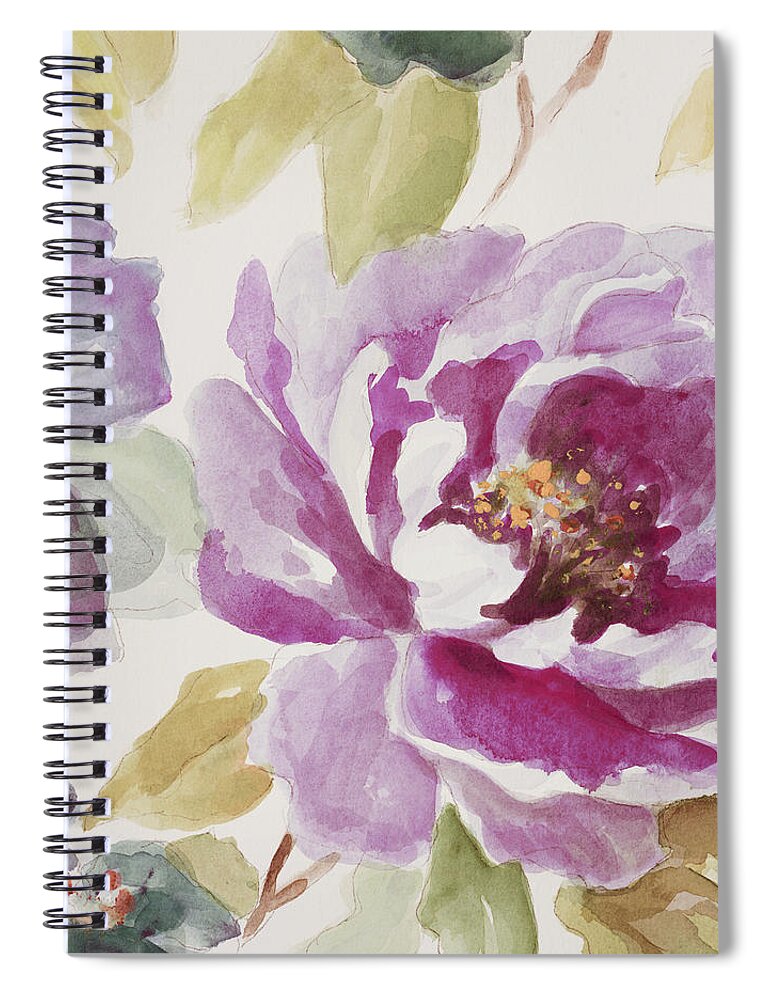Pink Spiral Notebook featuring the painting Purple Floral Delicate by Lanie Loreth