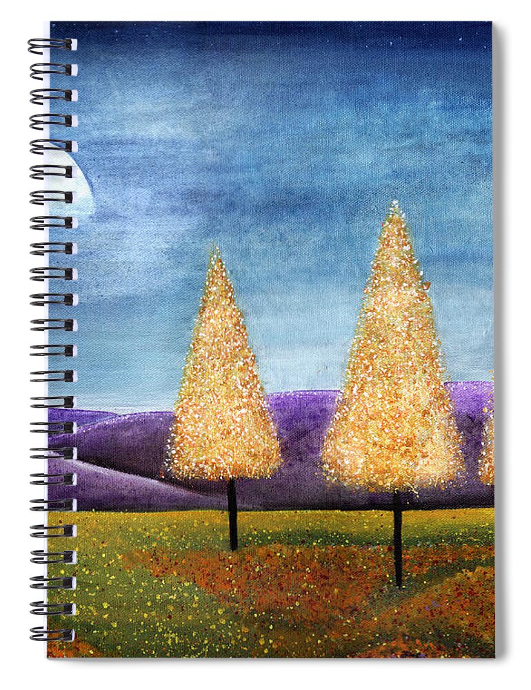 Tree Spiral Notebook featuring the painting Purple Hills by Lee Owenby