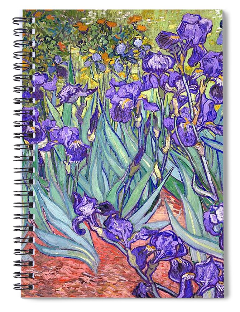Van Gogh Spiral Notebook featuring the painting Purple Irises by Vincent Van Gogh