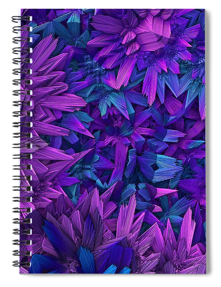 Fractal Spiral Notebook featuring the digital art Purple Jungle by Lyle Hatch