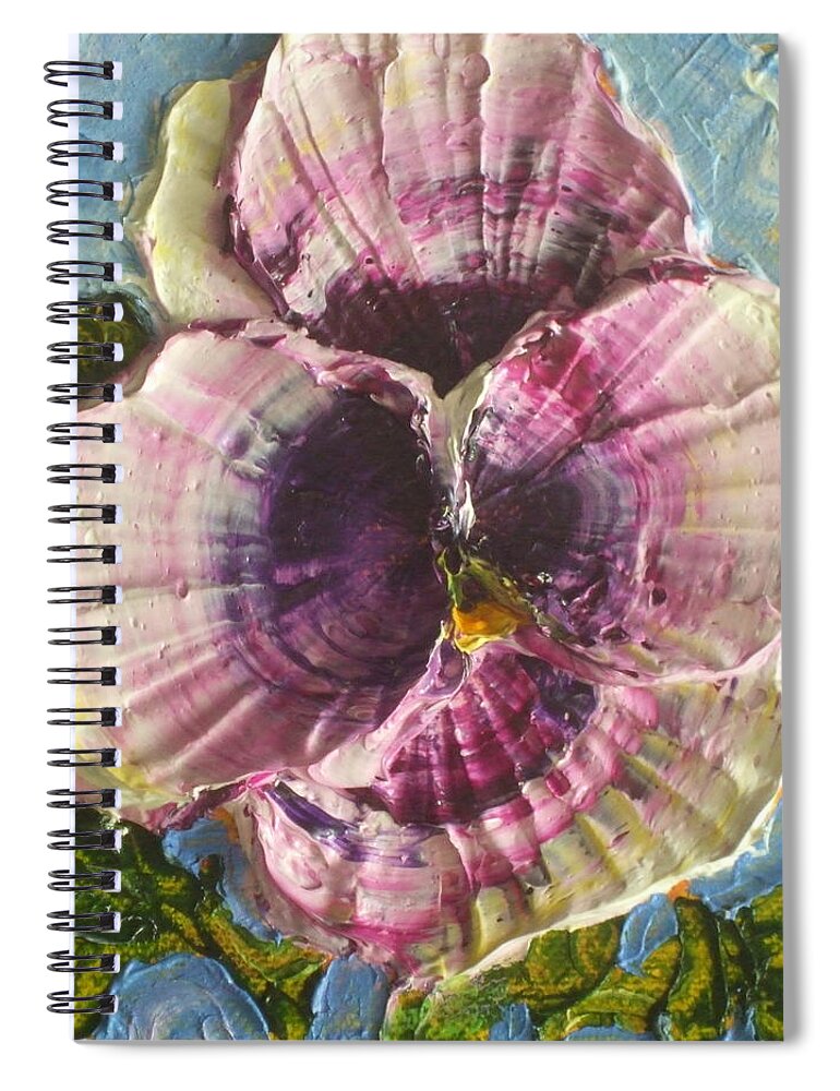 Purple Spiral Notebook featuring the painting Purple Pansy by Paris Wyatt Llanso