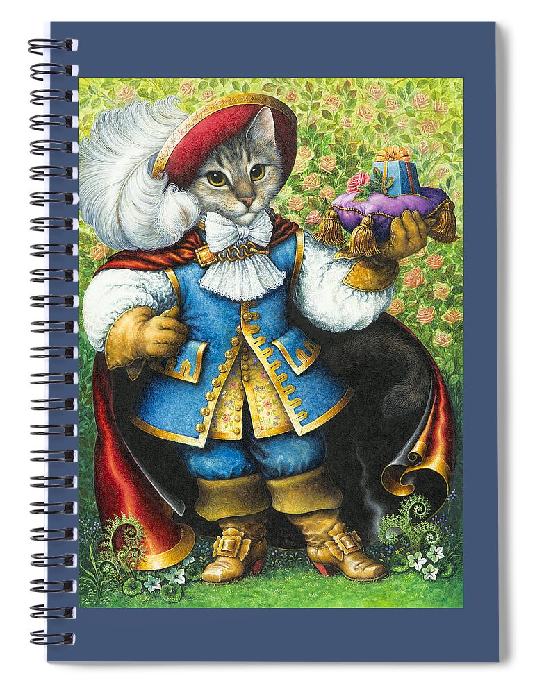 Cat Spiral Notebook featuring the painting Puss-In-Boots by Lynn Bywaters