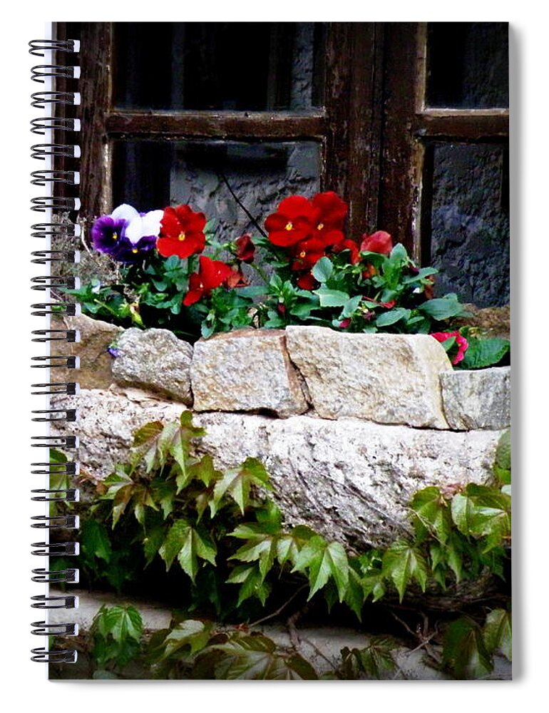 Floral Spiral Notebook featuring the photograph Quaint Stone Planter by Lainie Wrightson