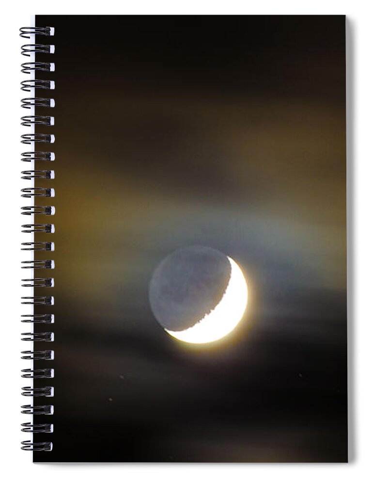 Moon Spiral Notebook featuring the photograph Quarter Moon by Judy Wolinsky