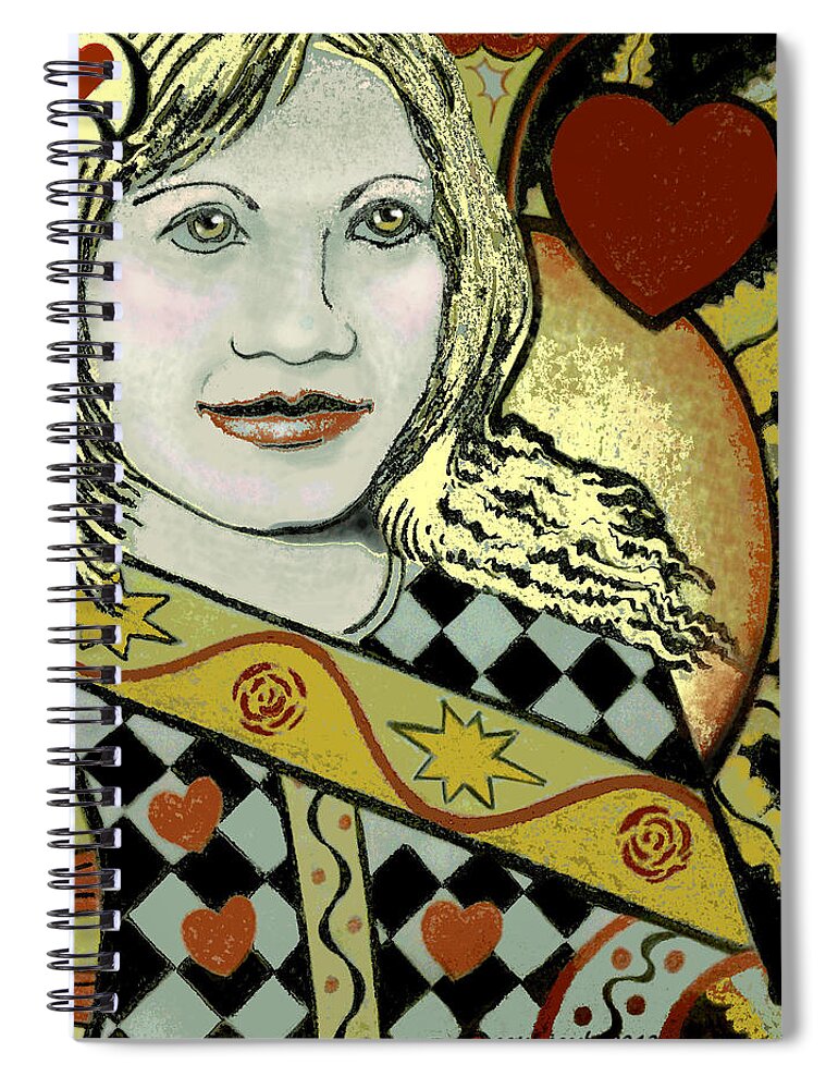 Queen Spiral Notebook featuring the painting Queen of Hearts II by Carol Jacobs