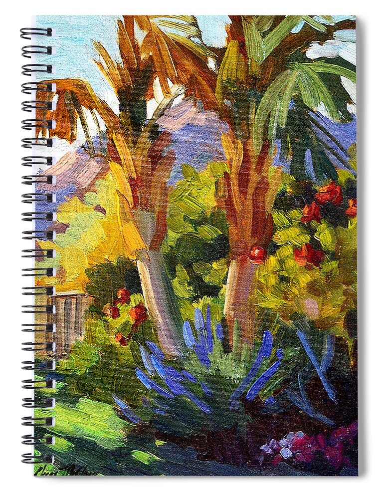 Queen Palms Spiral Notebook featuring the painting Queen Palms by Diane McClary