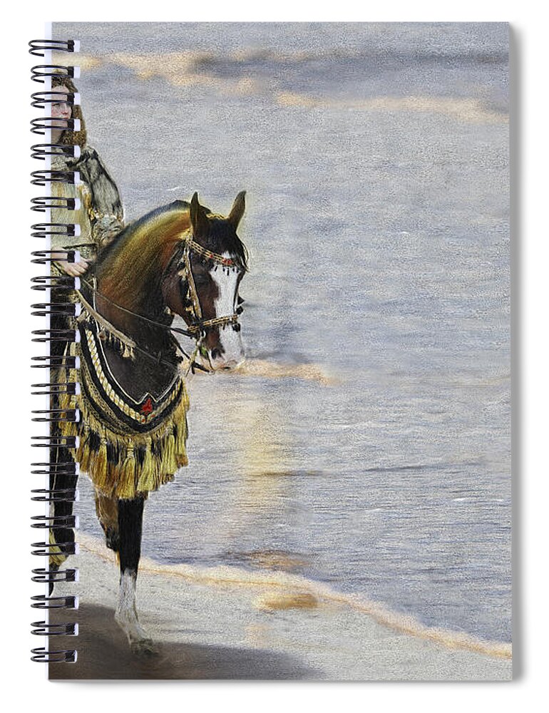 Horse Spiral Notebook featuring the painting Queens War Horse by Constance Woods
