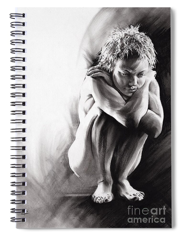 Quiescent 2 Spiral Notebook featuring the drawing Quiescent II by Paul Davenport