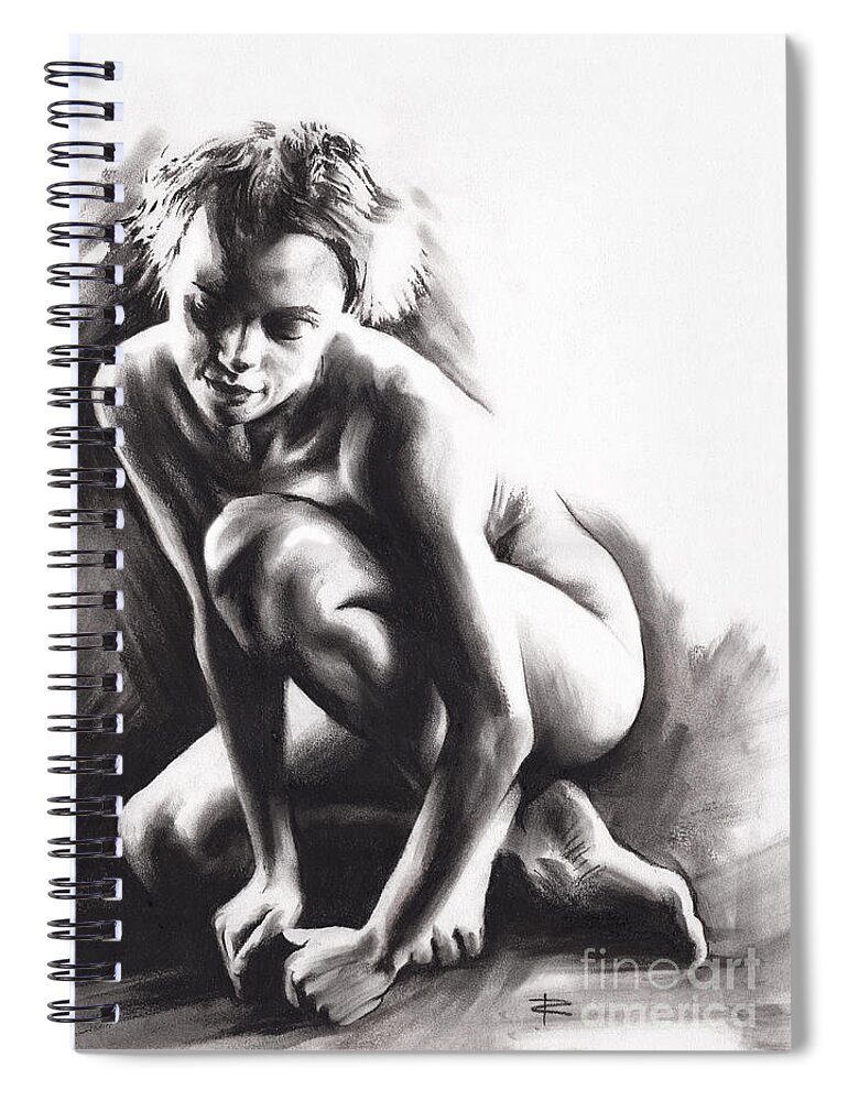 Quiescent Spiral Notebook featuring the drawing Quiescent by Paul Davenport