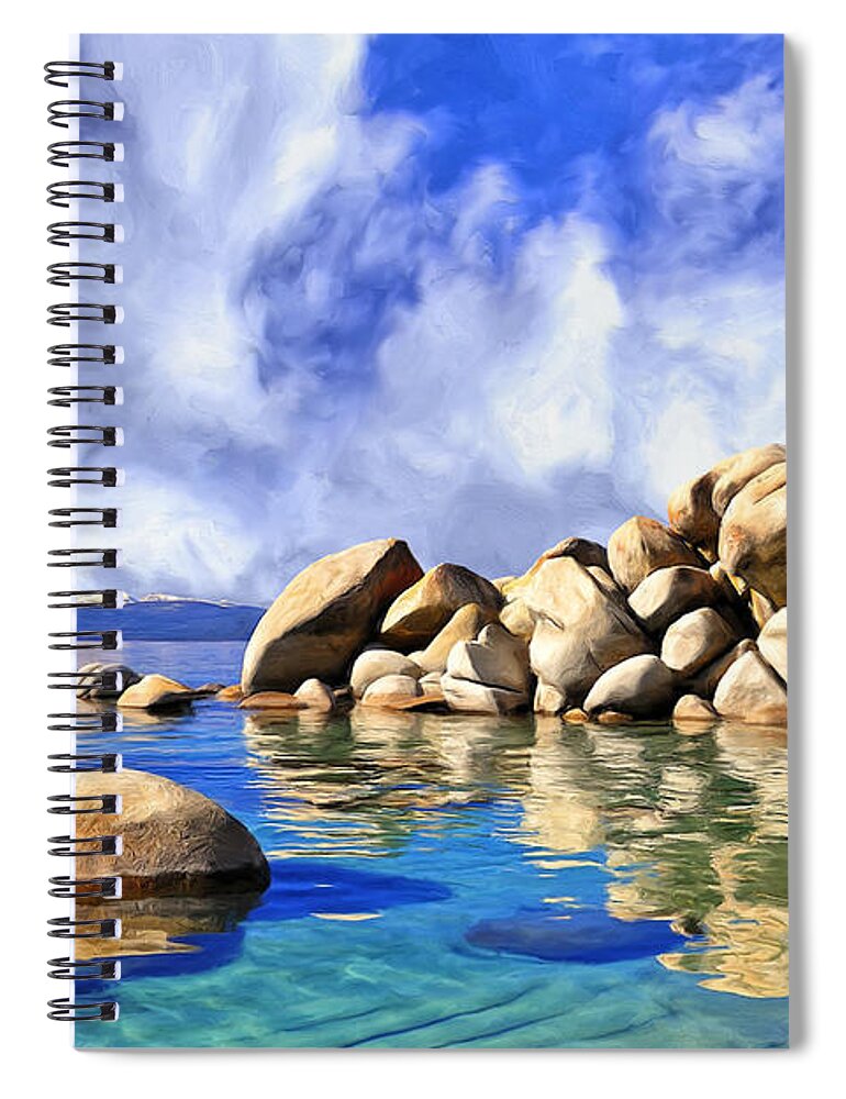 Quiet Spiral Notebook featuring the painting Quiet Cove at Lake Tahoe by Dominic Piperata