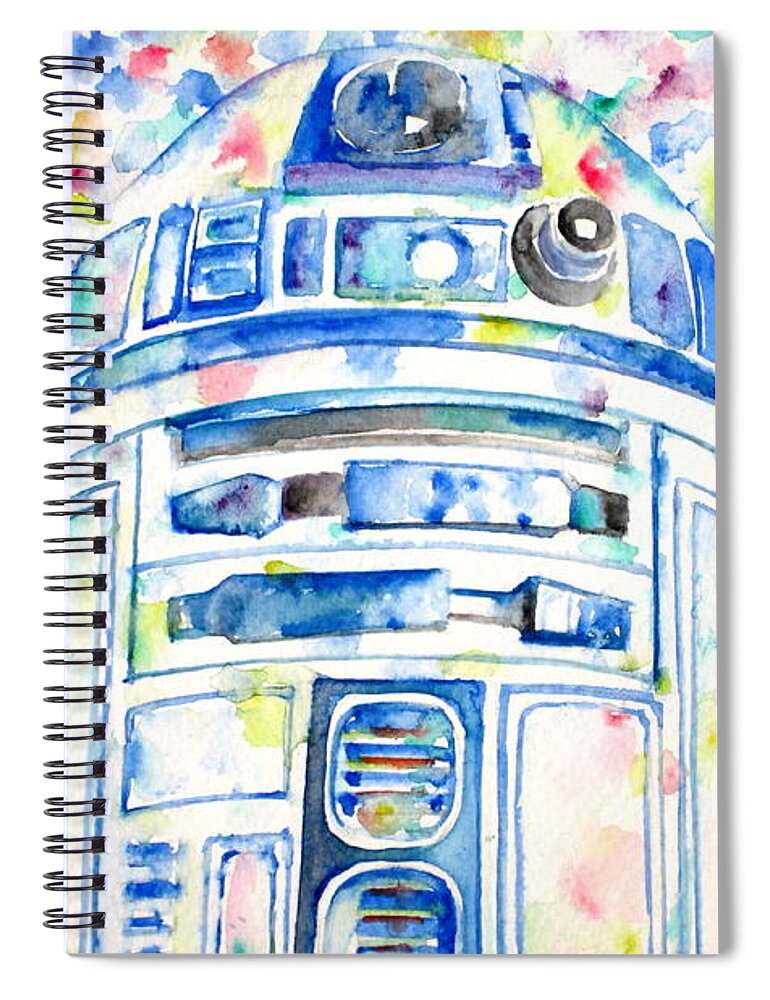 R2-d2 Spiral Notebook featuring the painting R2-D2 watercolor portrait.1 by Fabrizio Cassetta