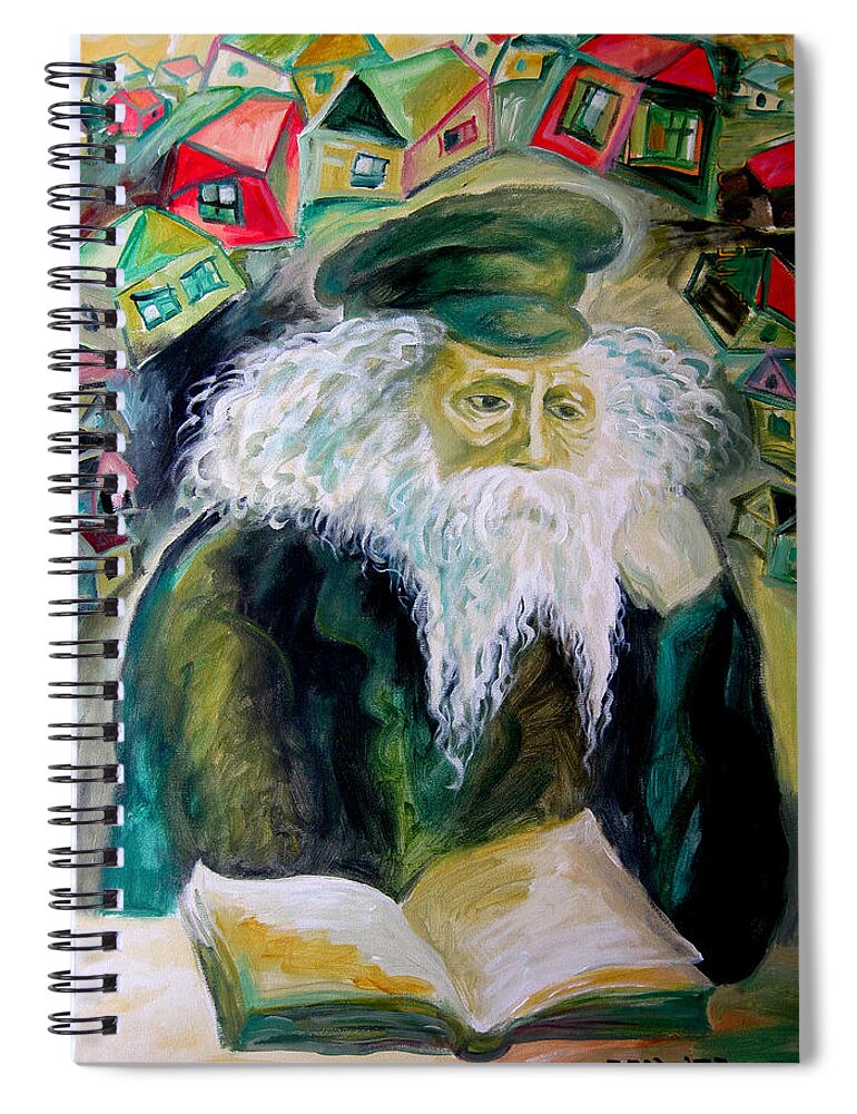 Judaica Painting Spiral Notebook featuring the painting Rabbi Yosef Rosen The Rogatchover Gaon by Leon Zernitsky