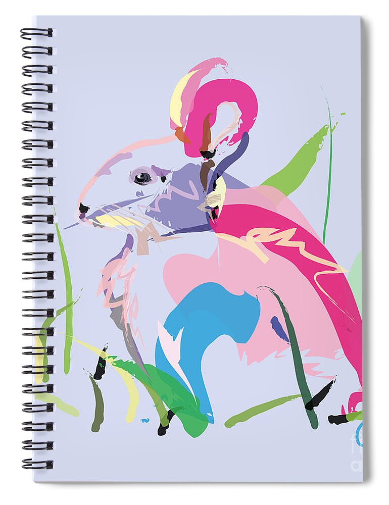 Pet Spiral Notebook featuring the painting Rabbit - Bunny In Color by Go Van Kampen