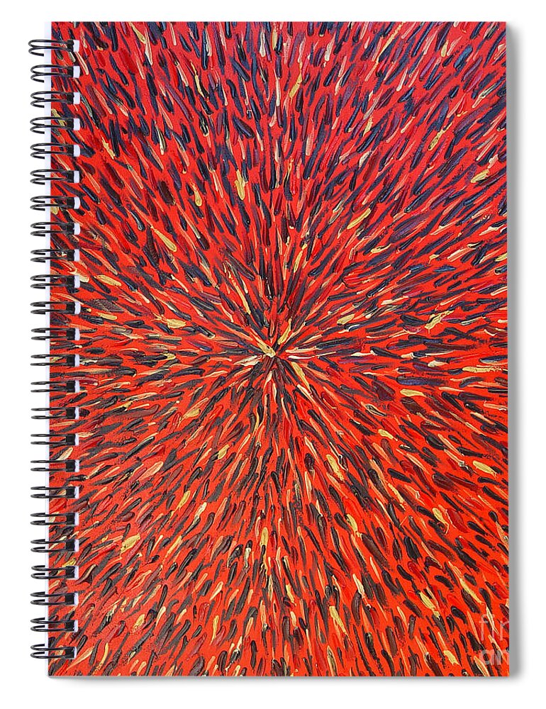 Radiation Spiral Notebook featuring the painting Radiation Red by Dean Triolo
