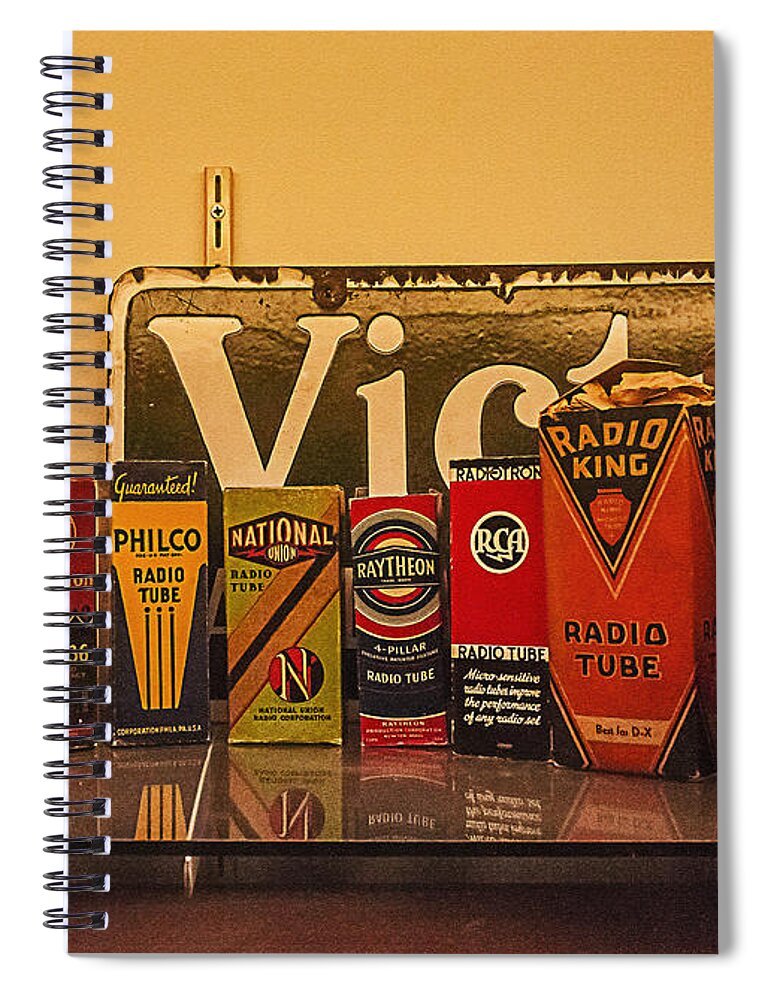Radio Spiral Notebook featuring the painting Radio Tubes by Janice Pariza