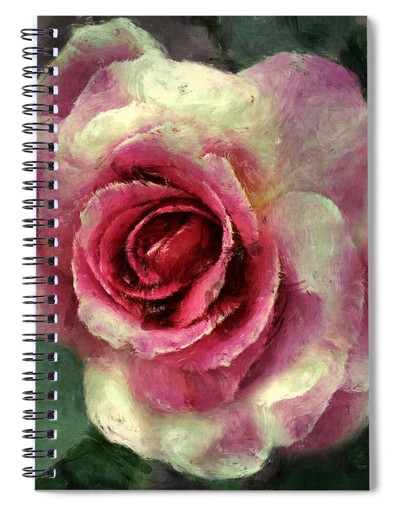 Rose Spiral Notebook featuring the painting Ragged Satin Rose by RC DeWinter