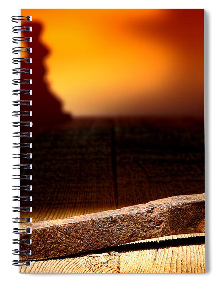 Rail Spiral Notebook featuring the photograph Railroad Spike by Olivier Le Queinec