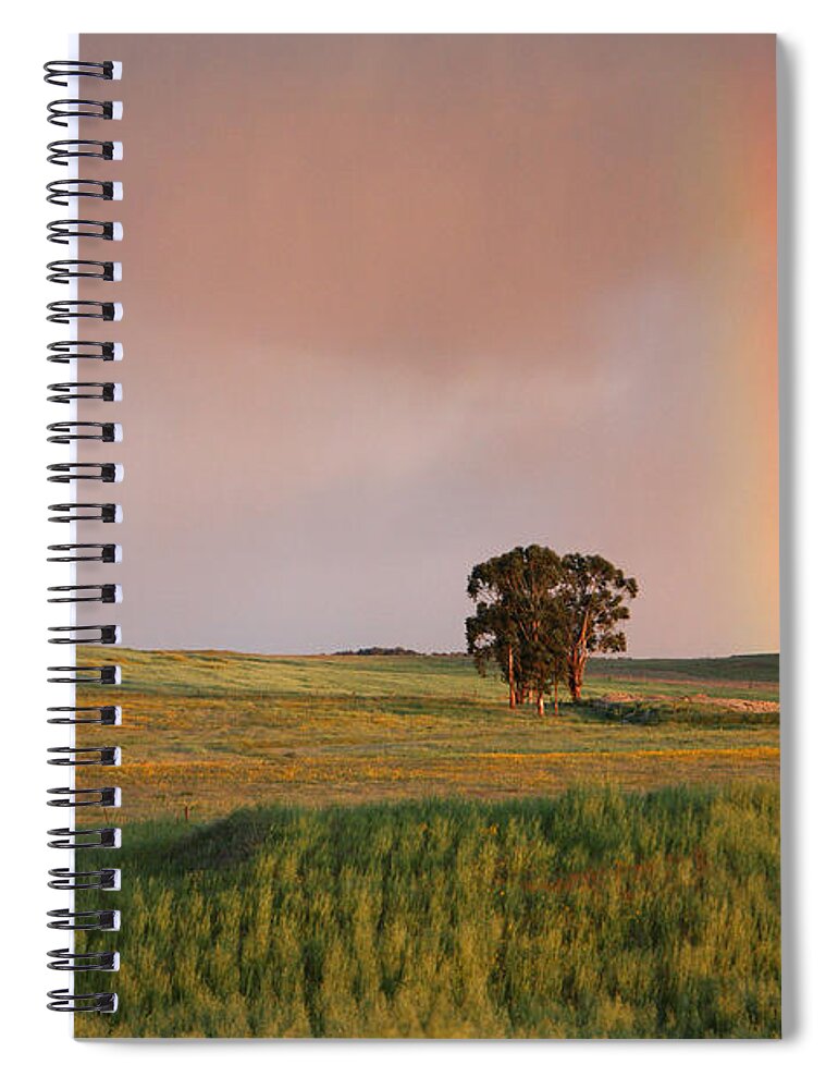 Feb0514 Spiral Notebook featuring the photograph Rainbow And Fields At Twilight Alentejo by Duncan Usher