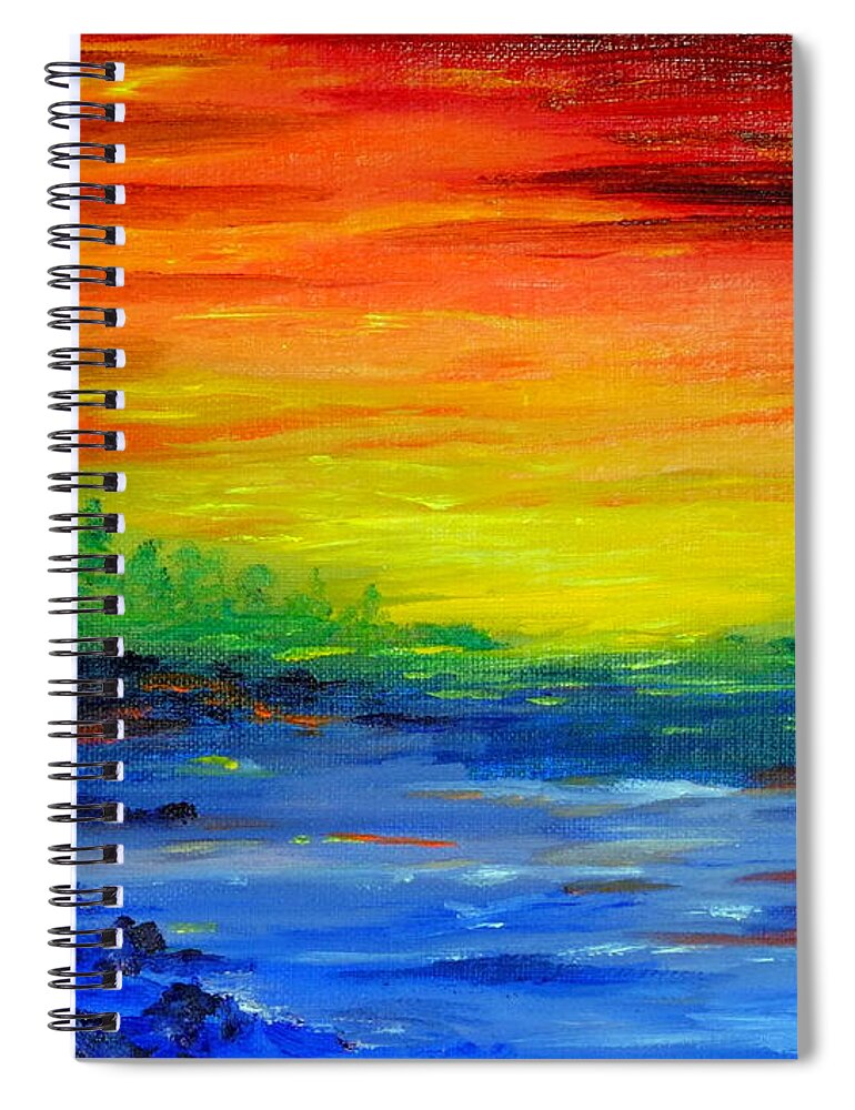 Rainbow Backwaters Spiral Notebook featuring the painting Rainbow Back Waters by Cheryl Nancy Ann Gordon