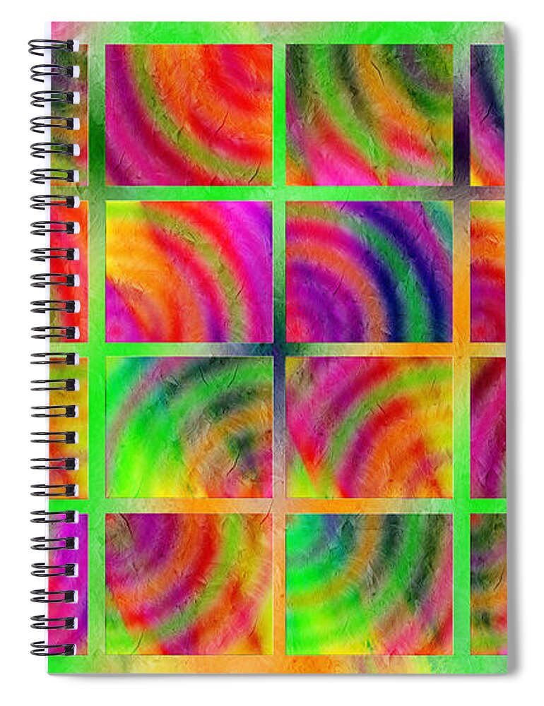 Abstract Spiral Notebook featuring the digital art Rainbow Bliss 3 - Over the Rainbow H by Andee Design