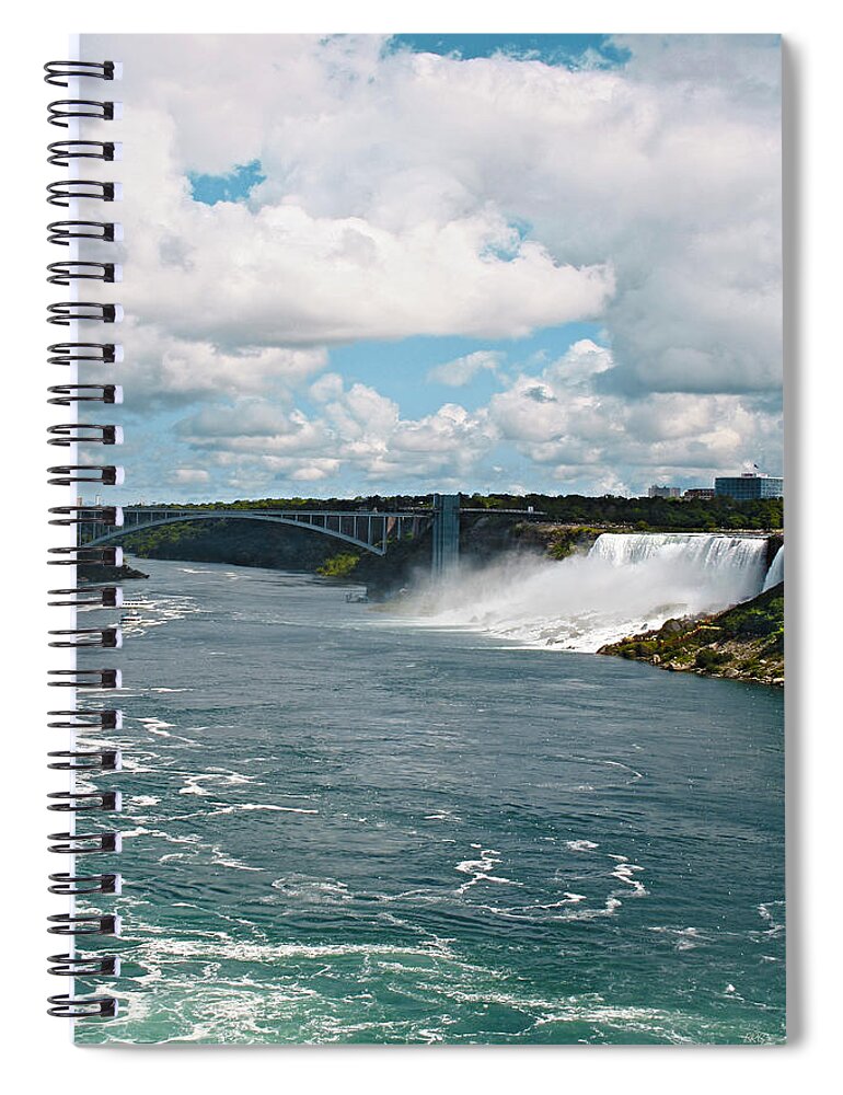 Waterscape Spiral Notebook featuring the photograph Rainbow Bridge - Niagara Falls Waterscape by Ben and Raisa Gertsberg