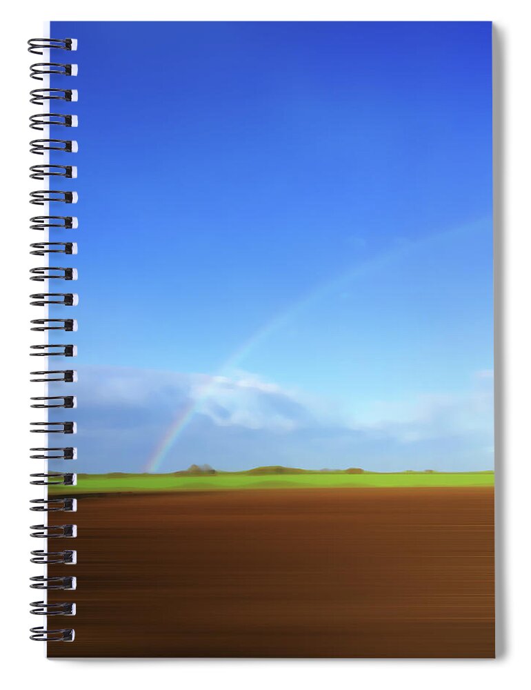 Beauty In Nature Spiral Notebook featuring the photograph Rainbow In Field by Ikon Ikon Images