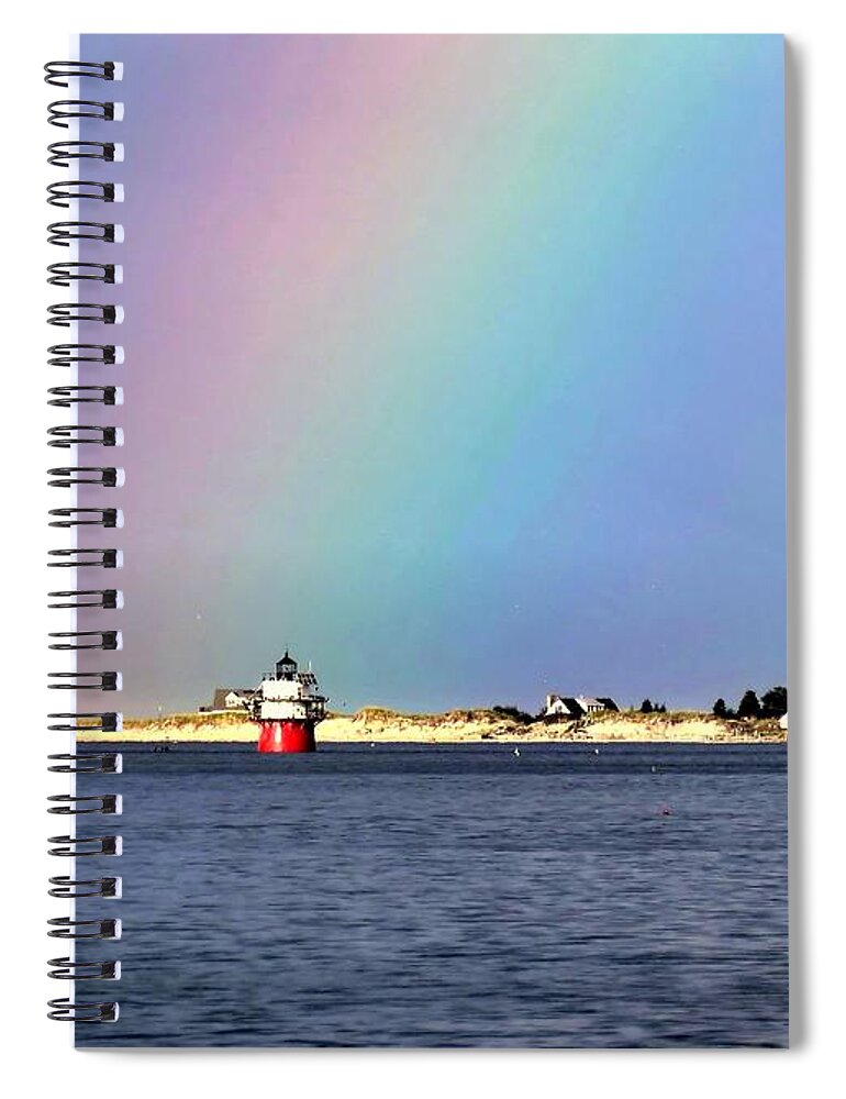 Rainbow Over Bug Light Spiral Notebook featuring the photograph Rainbow over Bug Light by Janice Drew