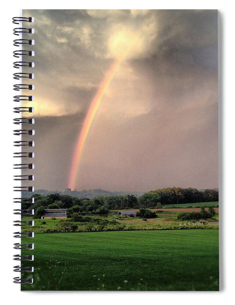 Rainbow Spiral Notebook featuring the photograph Rainbow Poured Down by Angela Rath