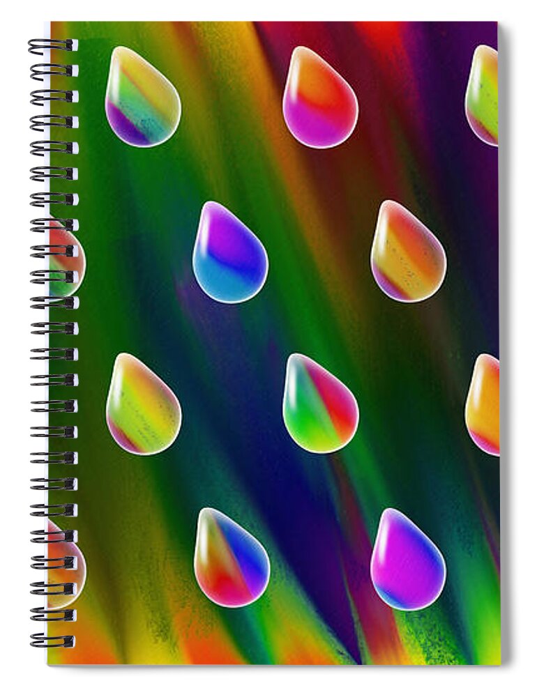 Abstract Spiral Notebook featuring the digital art Rainbow Showers by Andee Design