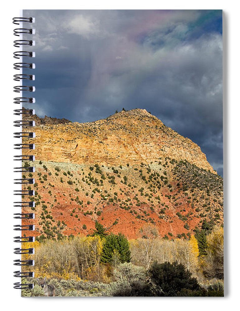 Ashley National Forest Spiral Notebook featuring the photograph Rainbow Touching the Mountain by Kathleen Bishop