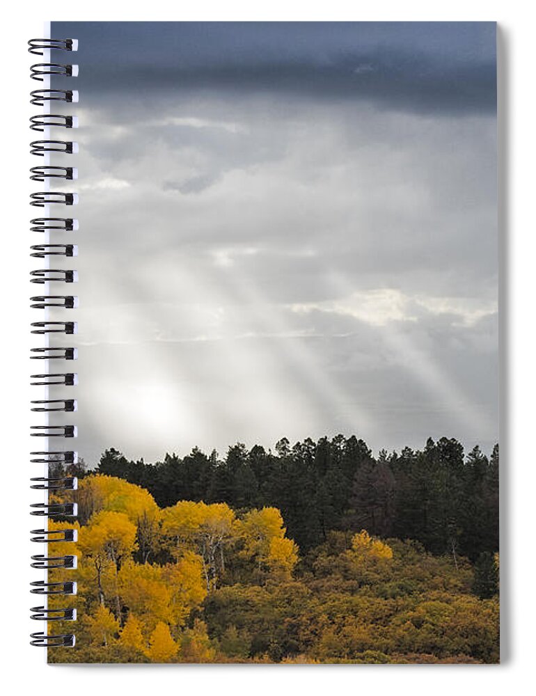 America Spiral Notebook featuring the photograph Rainstorm And Autumn Quaking Aspens by John Shaw