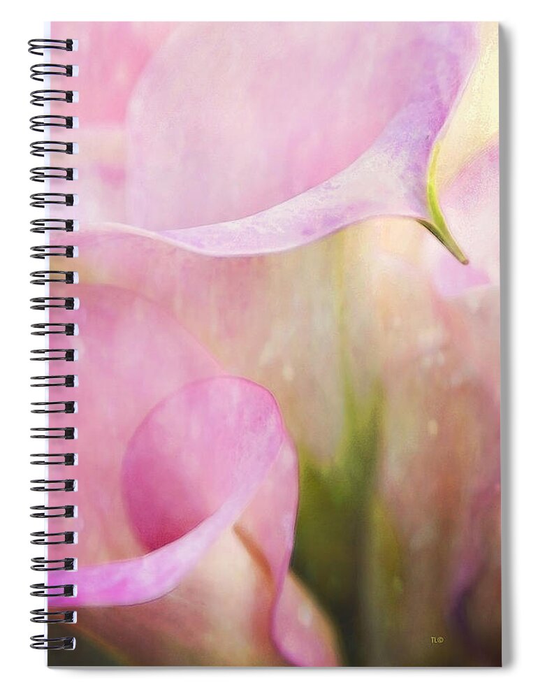 Shabby Chic Spiral Notebook featuring the photograph Rainy Day Calla Lilies by Theresa Tahara