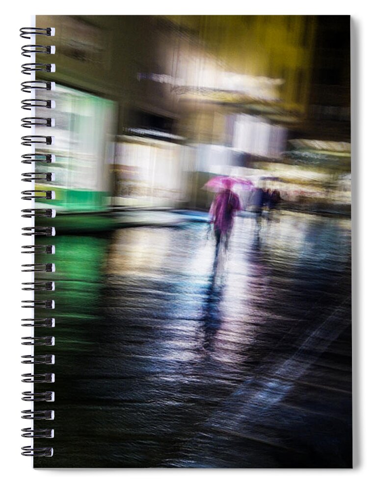 Impressionist Spiral Notebook featuring the photograph Rainy Streets by Alex Lapidus