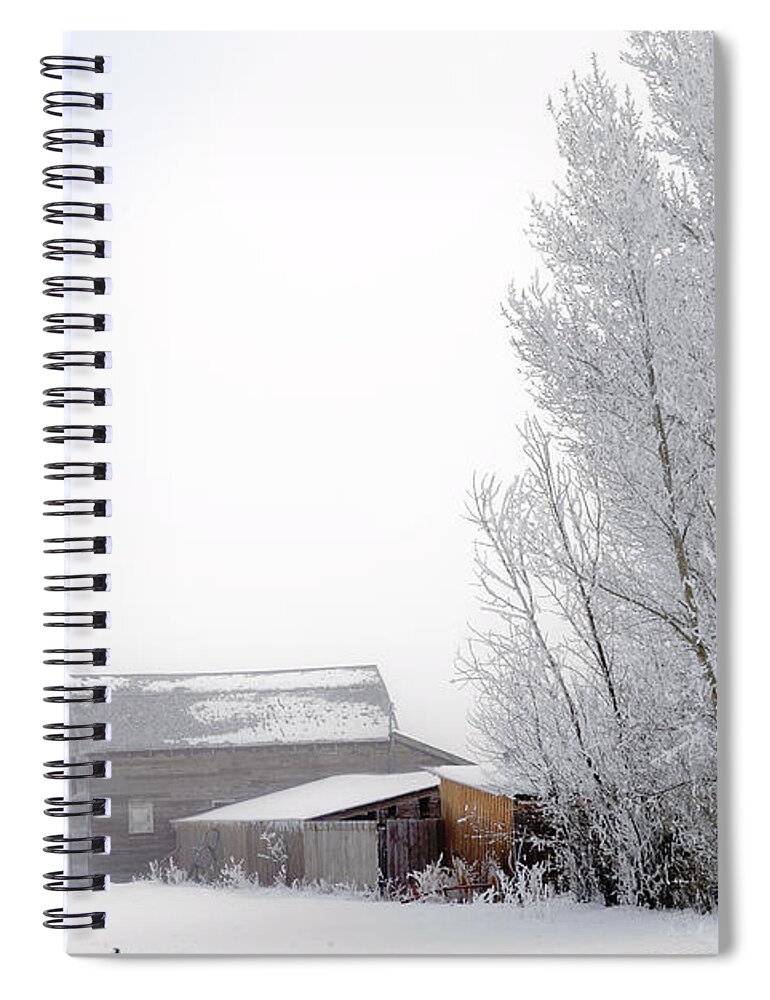 Barn Spiral Notebook featuring the photograph Ranch in Frozen Fog by Kae Cheatham