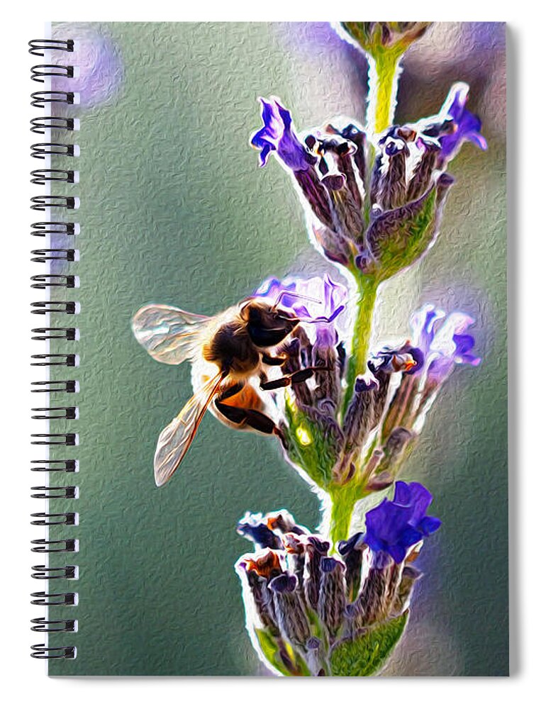 Honeybee Spiral Notebook featuring the photograph Random Lavender Sampling by Joe Schofield
