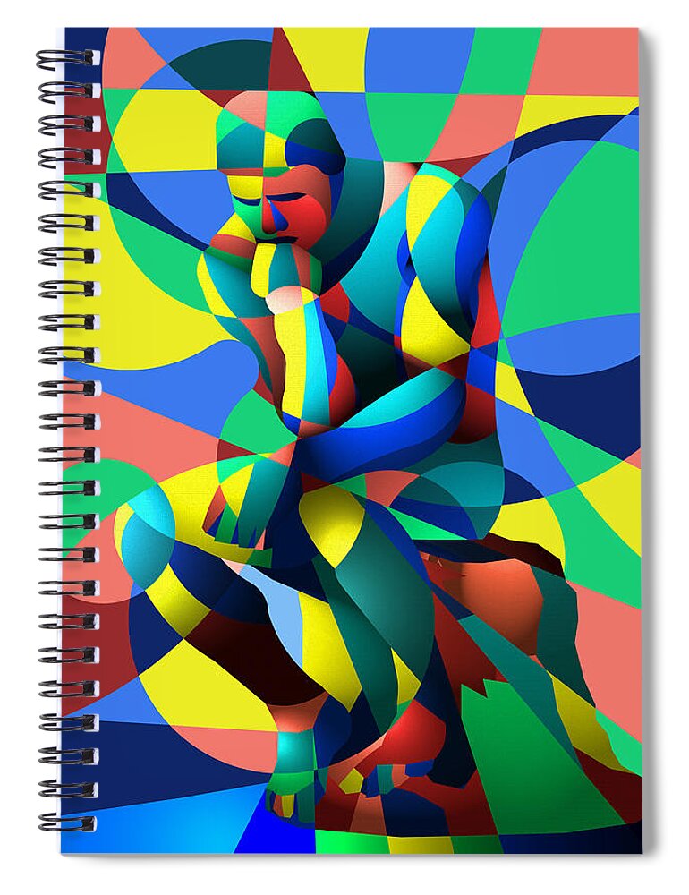 Colorful Spiral Notebook featuring the digital art Randy's Rodin 2 by Randall J Henrie