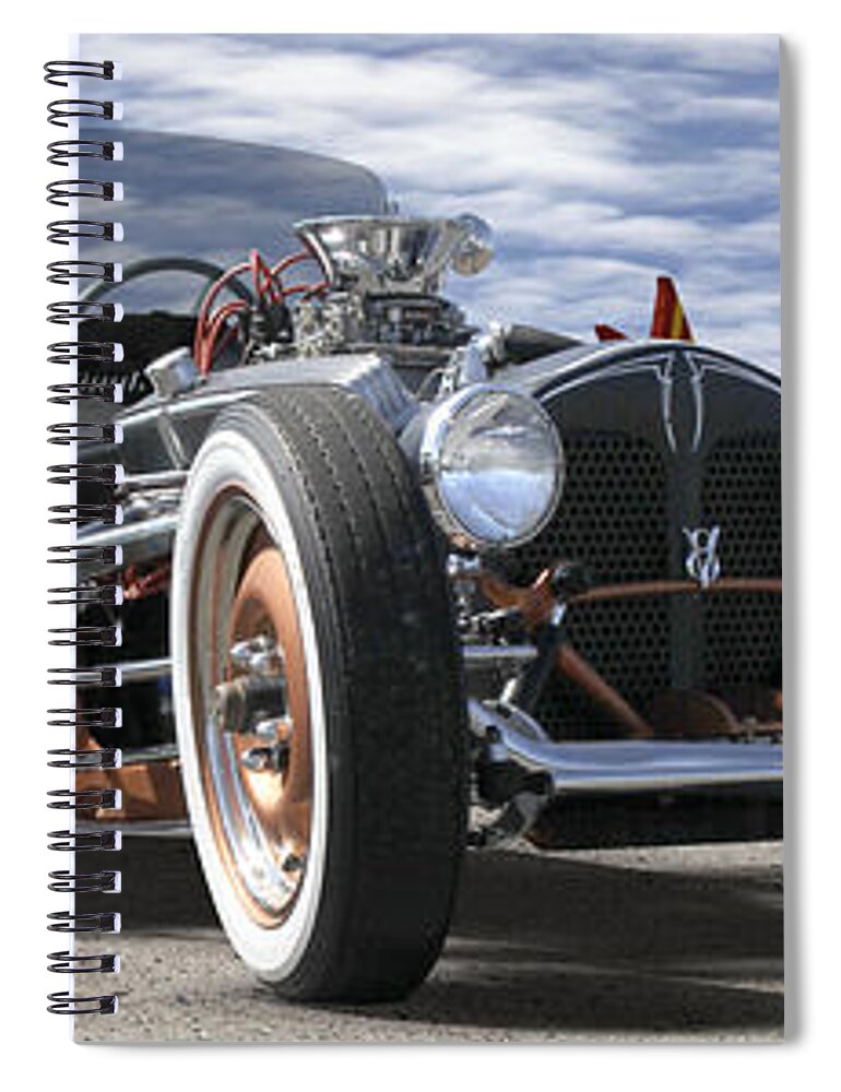 Transportation Spiral Notebook featuring the photograph Rat Rod On Route 66 2 Panoramic by Mike McGlothlen