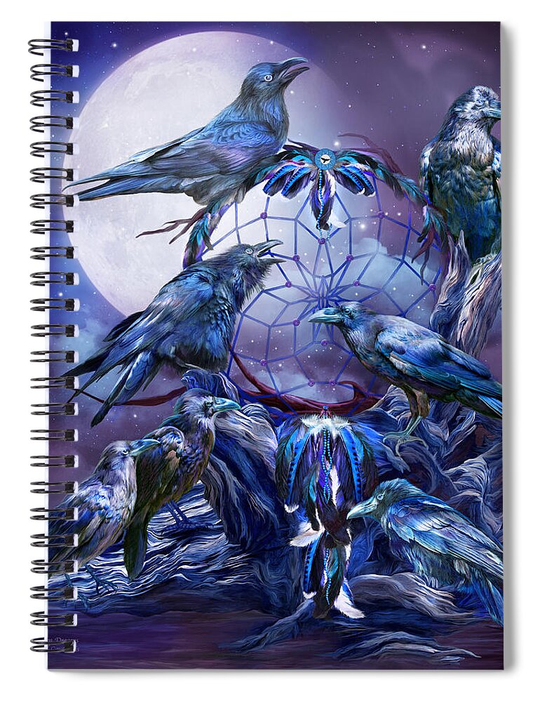 Carol Cavalaris Spiral Notebook featuring the mixed media Raven Dreams by Carol Cavalaris