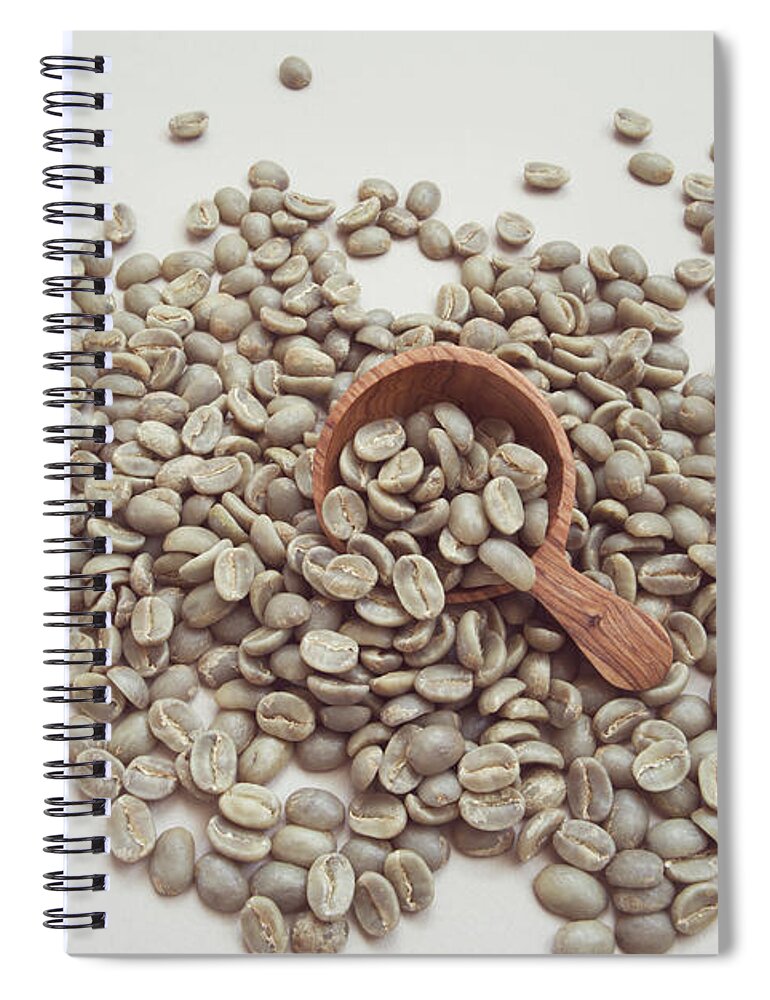 White Background Spiral Notebook featuring the photograph Raw Coffee Beans by Margarita Komine