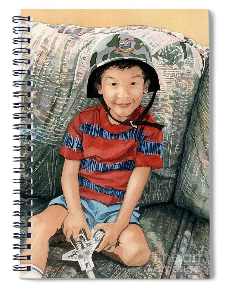 Child Spiral Notebook featuring the painting Ready For Action by Barbara Jewell