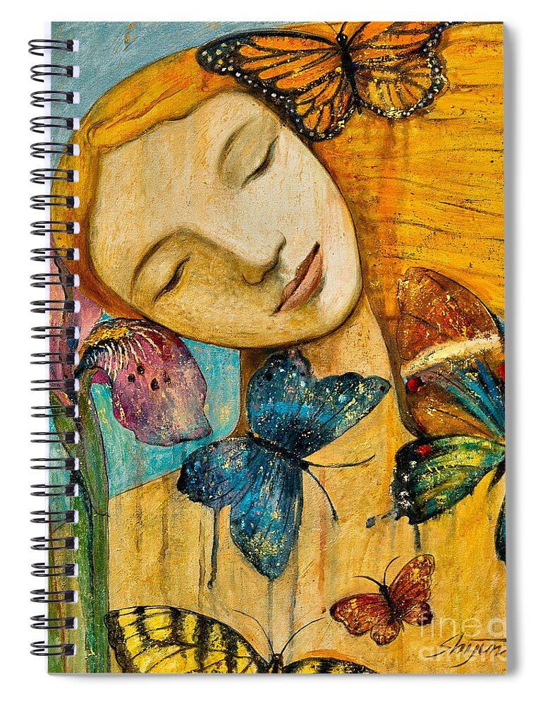 Shijun Spiral Notebook featuring the painting Rebirth by Shijun Munns