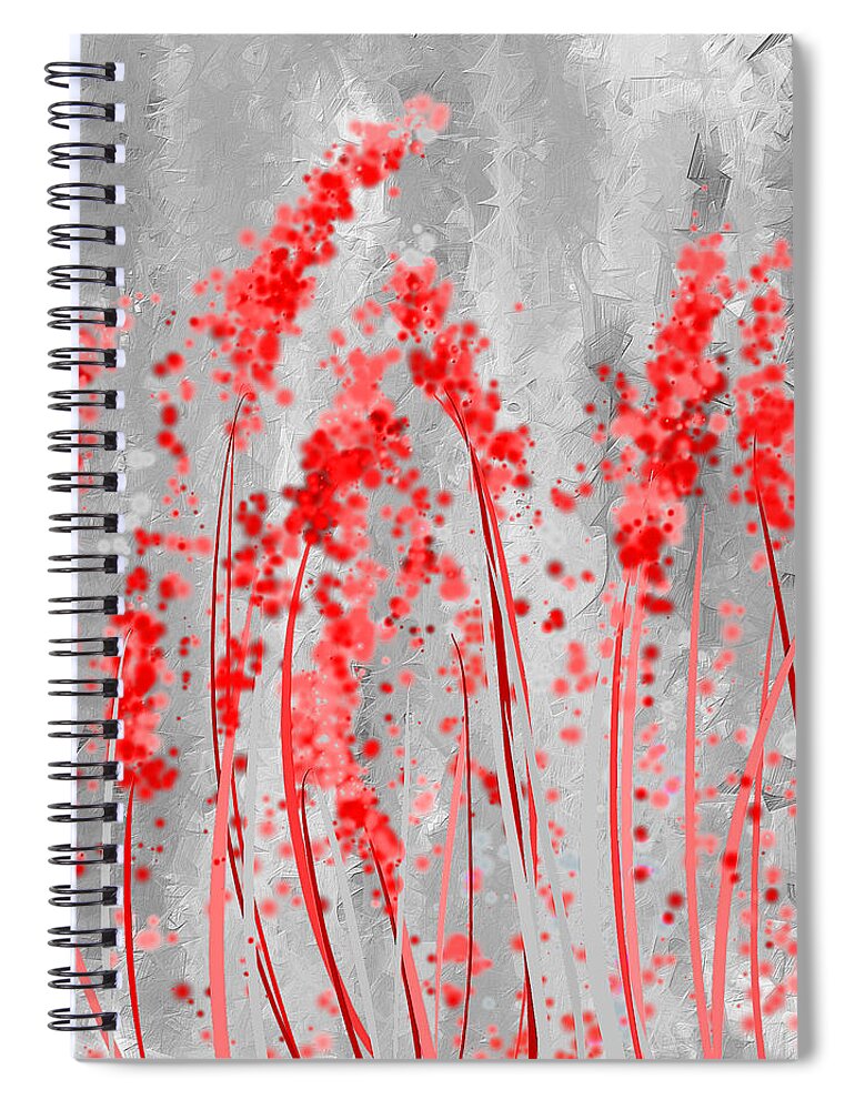 Gray And Red Art Spiral Notebook featuring the painting Red and Gray Art by Lourry Legarde