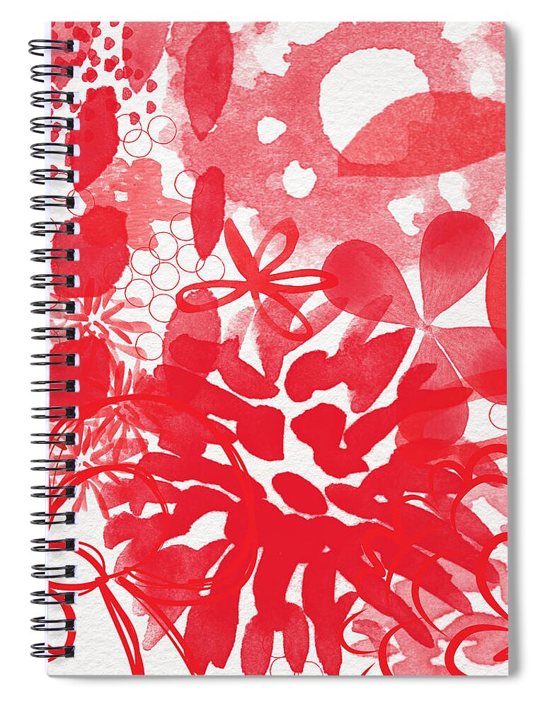 Red Flowers Flowers Abstract Painting Abstract Flowers Red And White Spring Garden Nature Daisy Mums Roses Circles Flower Painting Flower Watercolor Bedroom Art Living Room Art Gallery Wall Art Art For Interior Designers Hospitality Art Set Design Wedding Gift Art By Linda Woods Etsy Art Flowers Iphone Case Spiral Notebook featuring the painting Red And White Bouquet- Abstract floral painting by Linda Woods