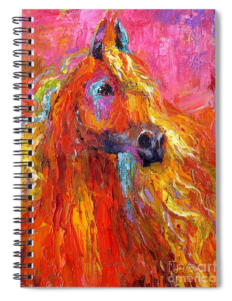 Arabian Horse Painting Spiral Notebook featuring the painting Red Arabian Horse Impressionistic painting by Svetlana Novikova