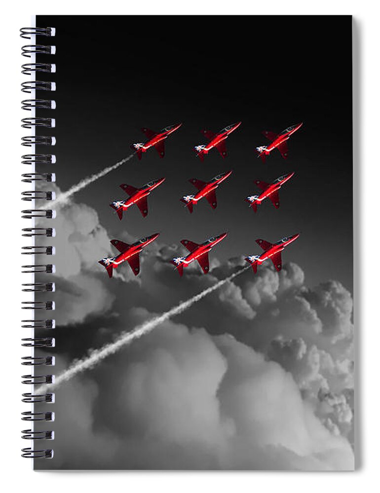 Red Spiral Notebook featuring the digital art Red Arrows Diamond 9 - Pop by Airpower Art