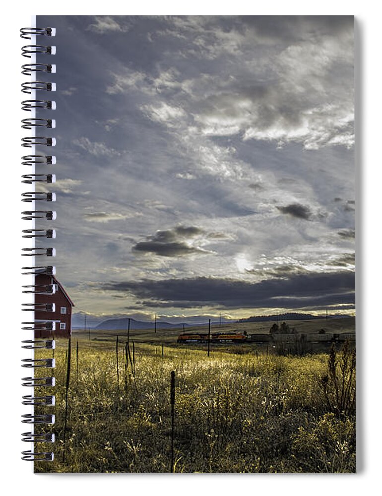Greenland Spiral Notebook featuring the photograph Red Barn Southbound Train by Kristal Kraft