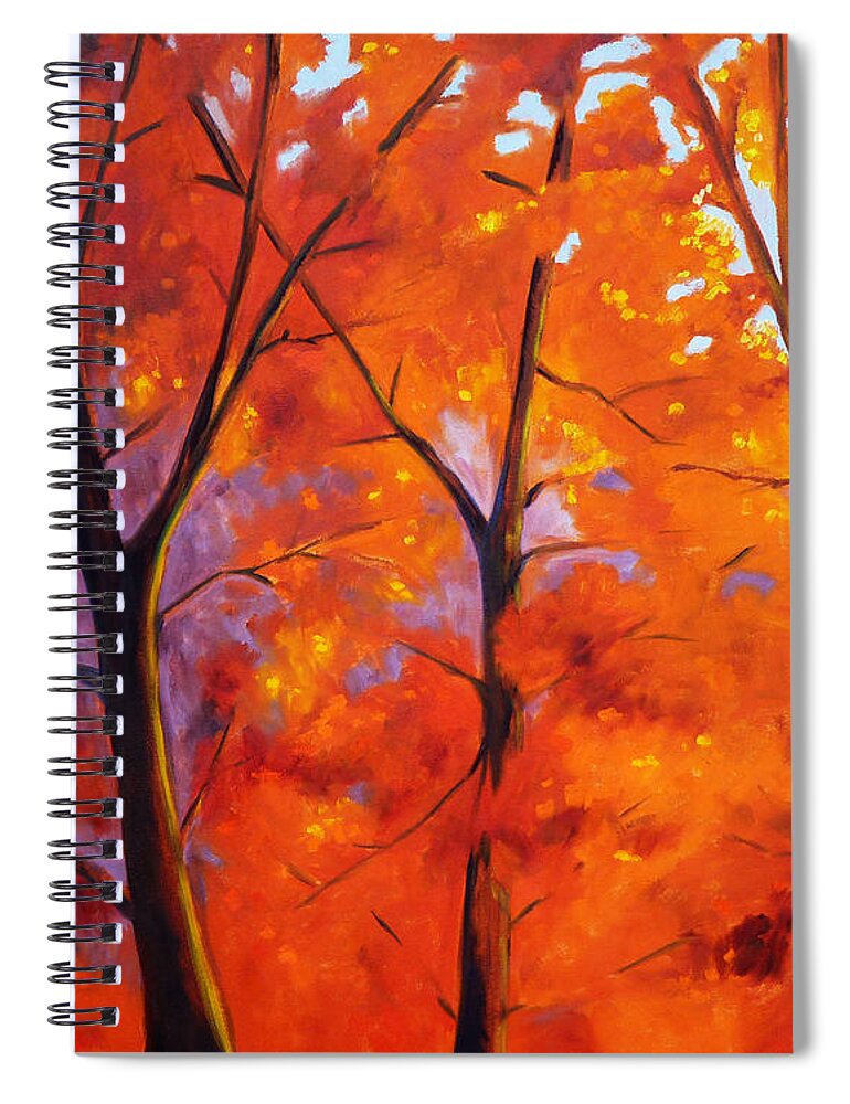 Maple Tree Spiral Notebook featuring the painting Red Blaze by Nancy Merkle