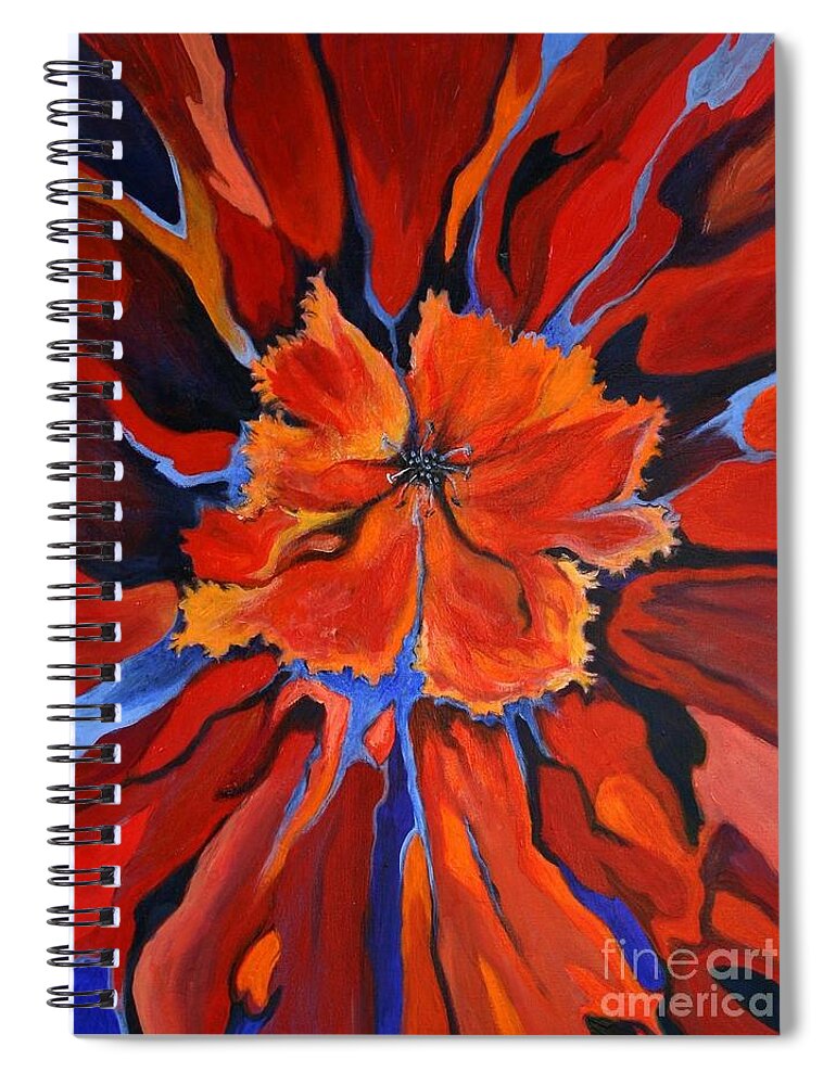 Flower Spiral Notebook featuring the painting Red Bloom by Alison Caltrider